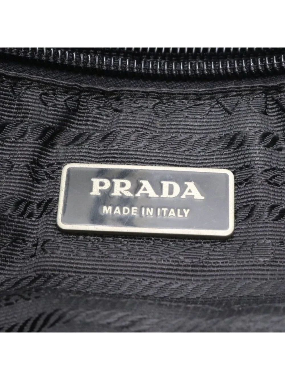 Prada Tessuto Nylon Triangle Logo Leather Shoulder Bag Crossbody Messenger Black